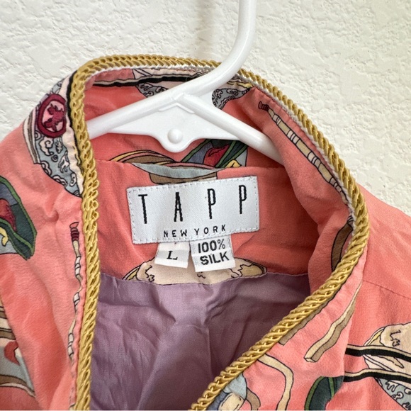 90 TAPP New York Vintage Silk Asian Rice Print Vest - Picture 8 of 8